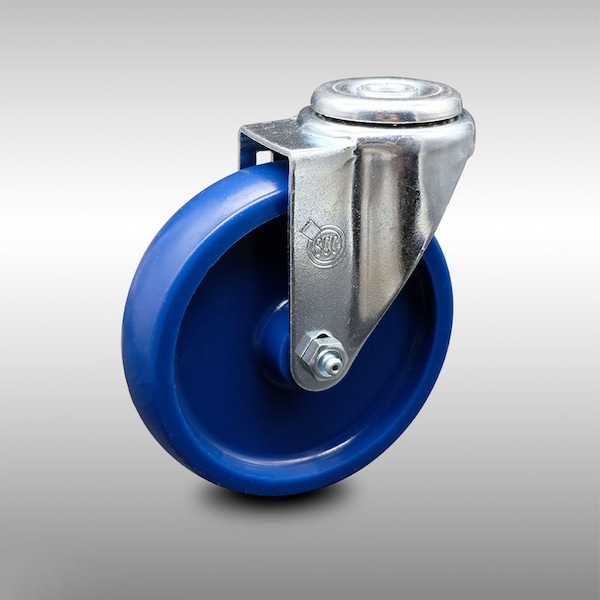 5 Inch SS Solid Polyurethane Wheel Swivel Bolt Hole Caster